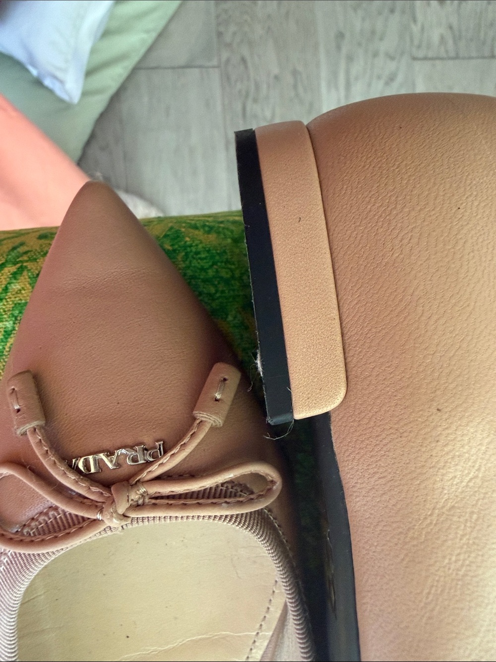 Prada Blush Pink Pointed-Toe Leather Ballet Flats - Picture 5 of 5